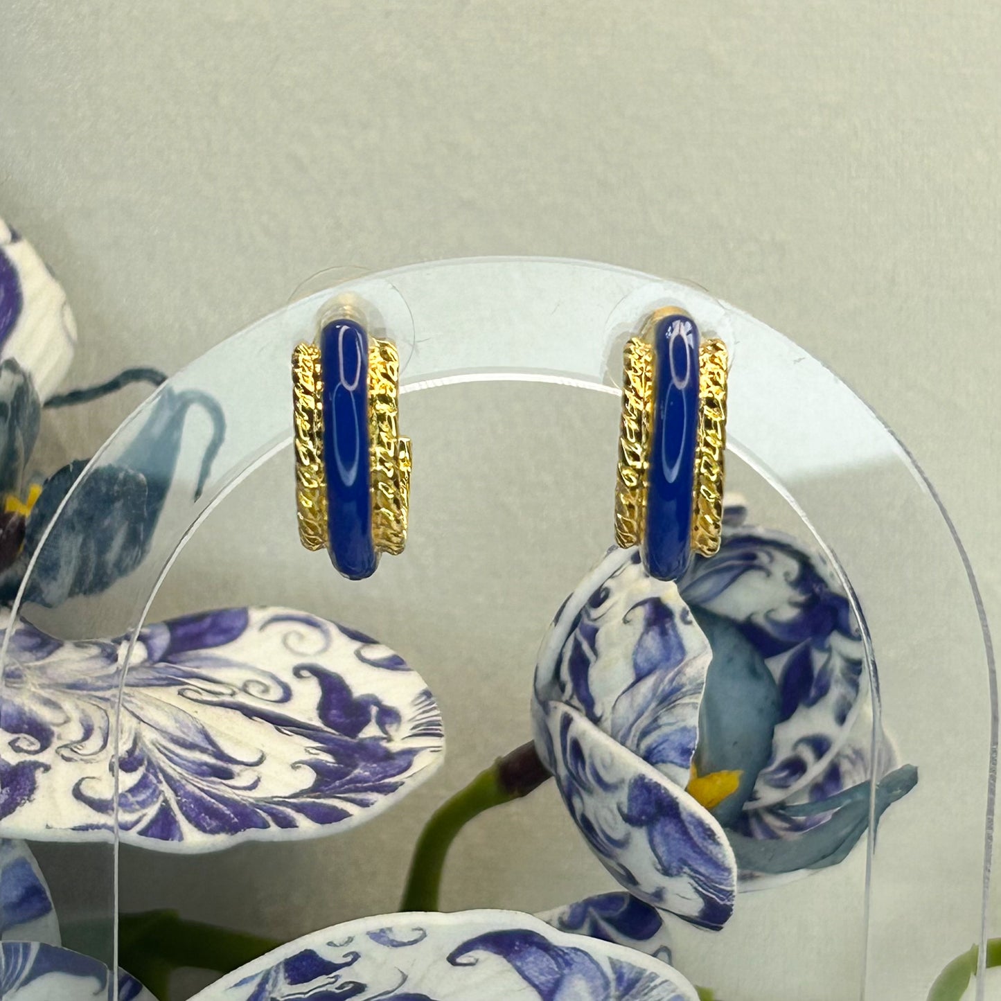 Cami Gold & Blue Stud Earrings