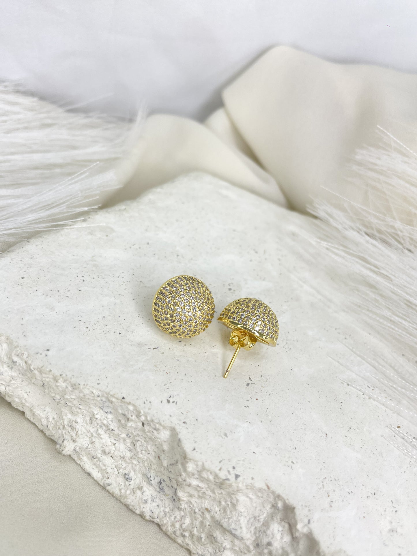 Shimmery Gold Stud Earrings