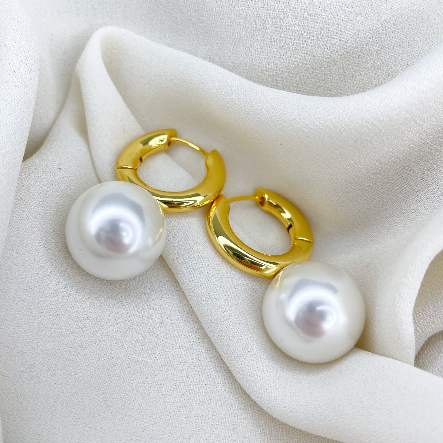 Mina Gold Pearl Hoop Earrings