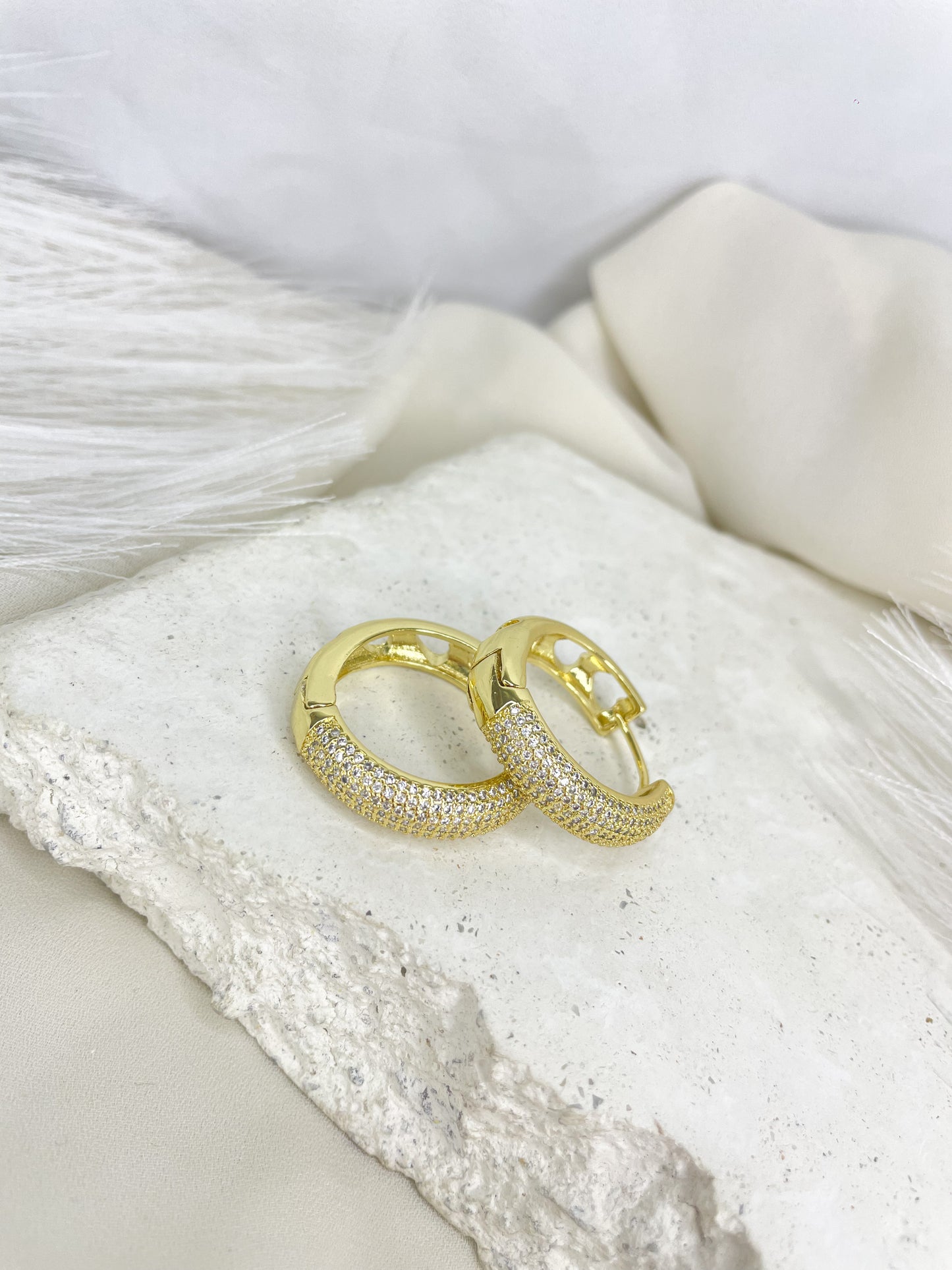 Coral Shiny Gold Hoop Earrings