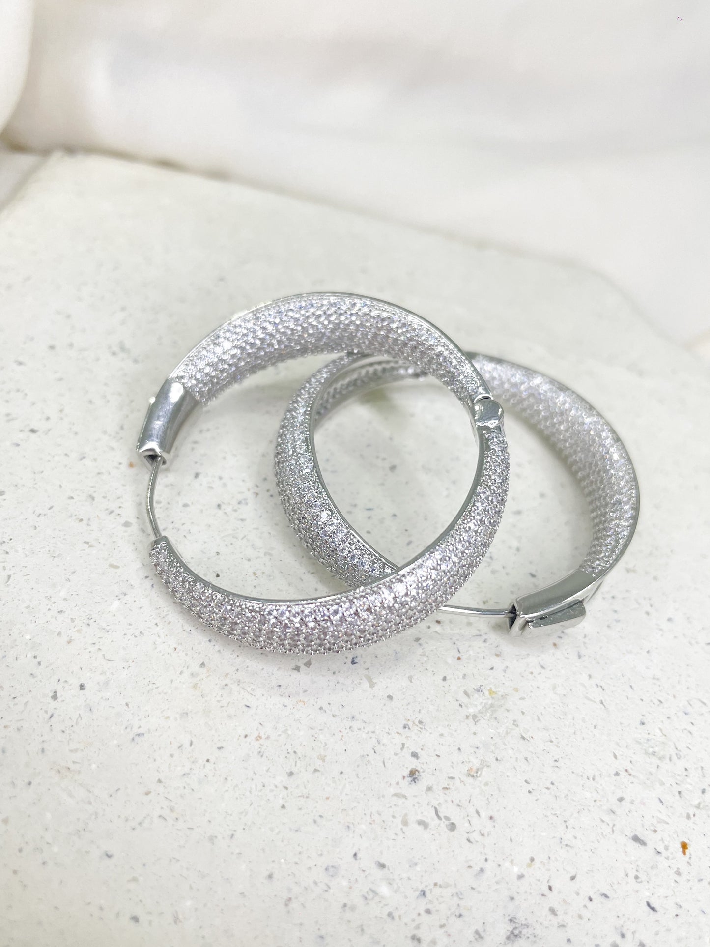 Ruby Silver Hoop Earrings