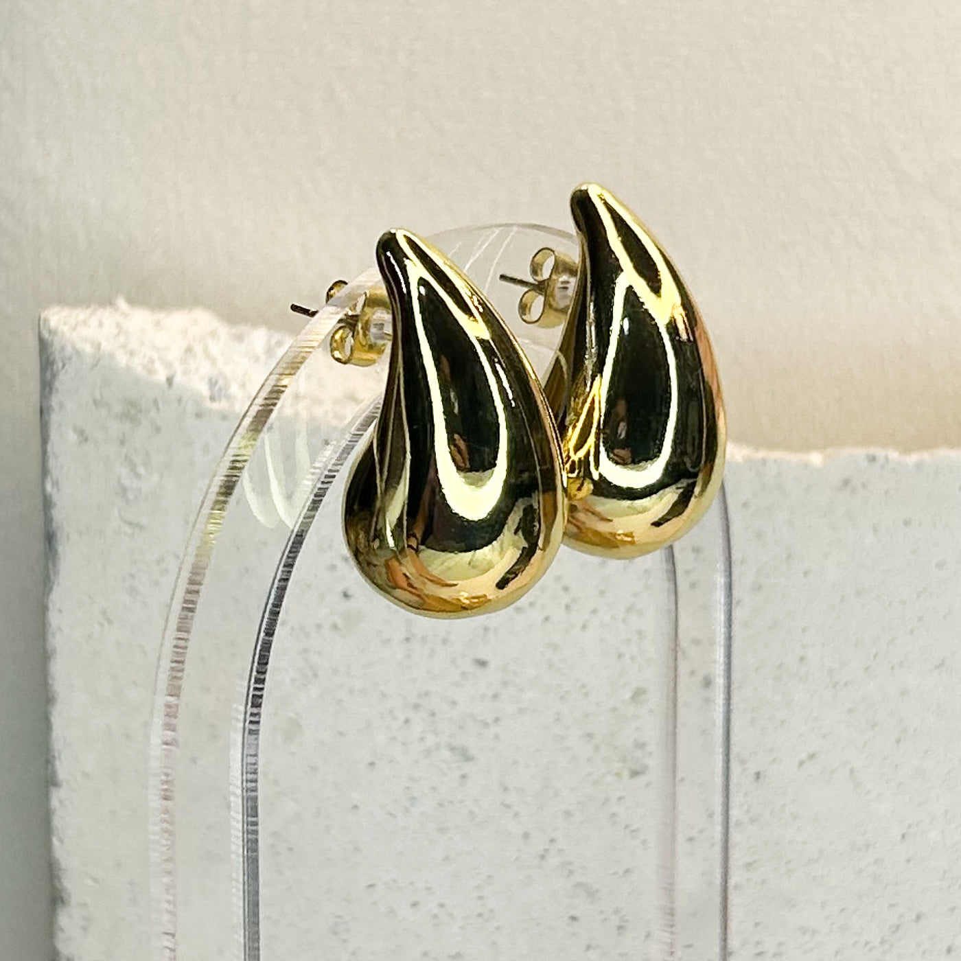 Honey Drop Gold Stud Earrings