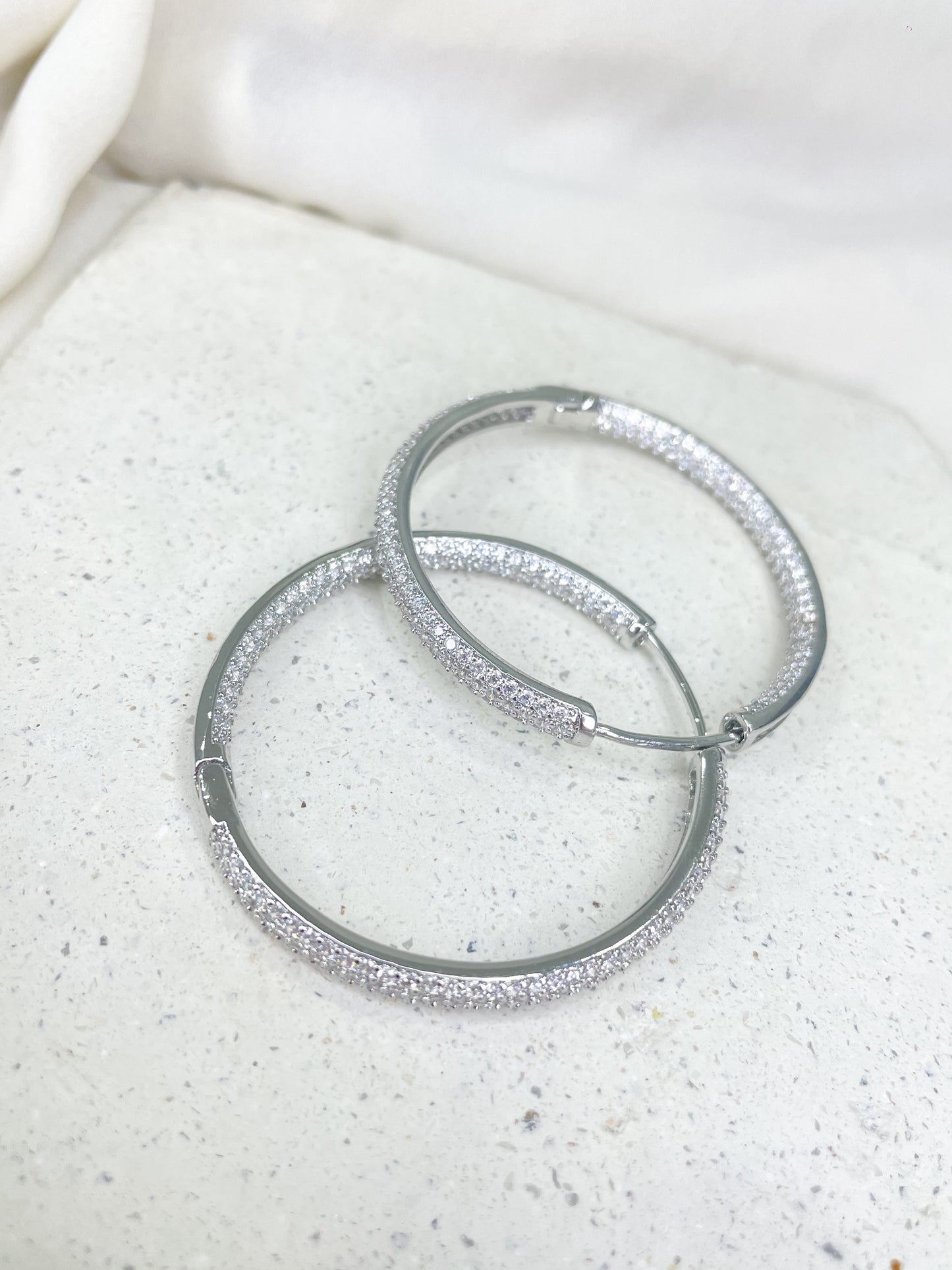 Rainy Silver Hoop Earrings