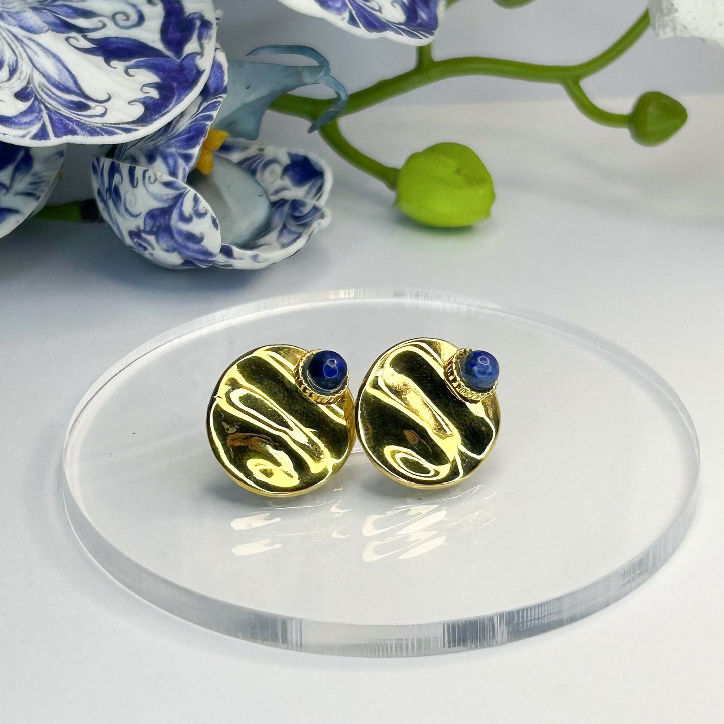 Athena Gold Stud Earrings