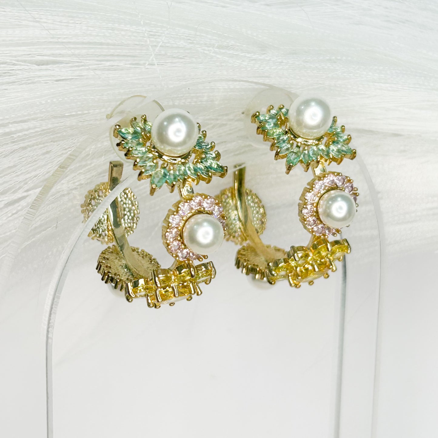 Opal Pearl Stud Earrings
