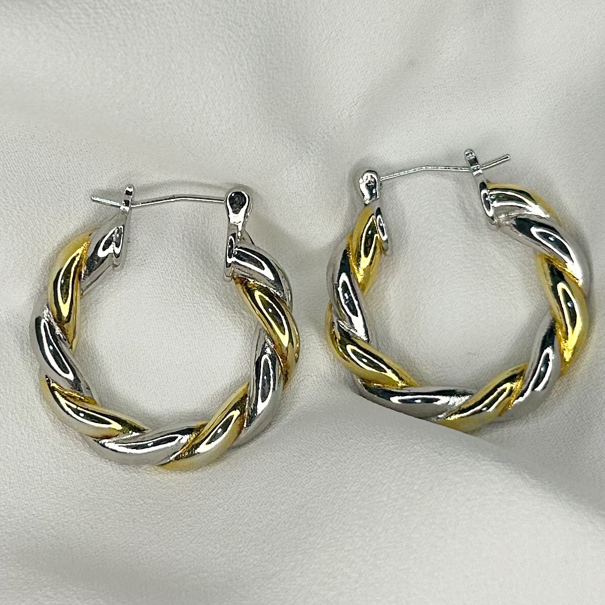 Ruth Silver & Gold Hoop Earrings