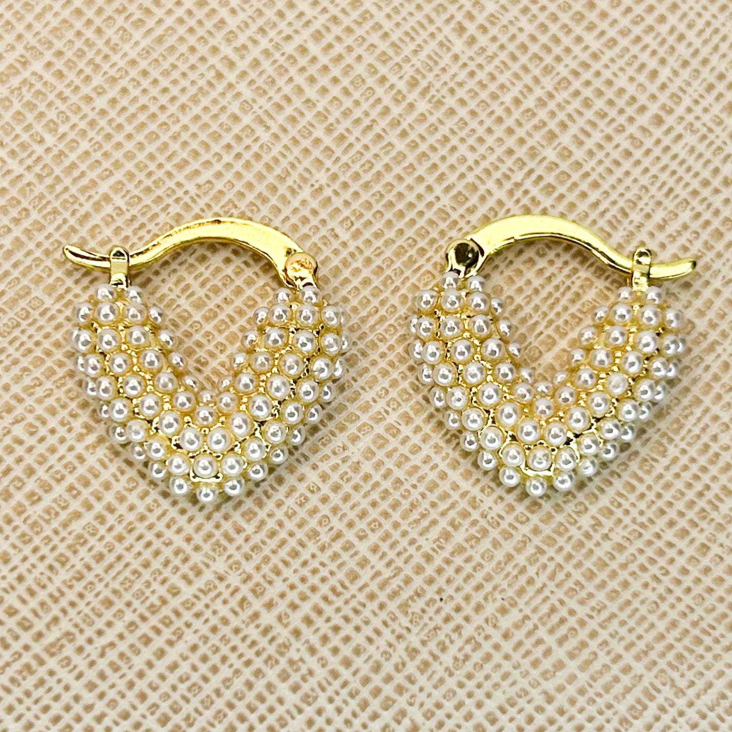Marie Pearl Huggie Earrings