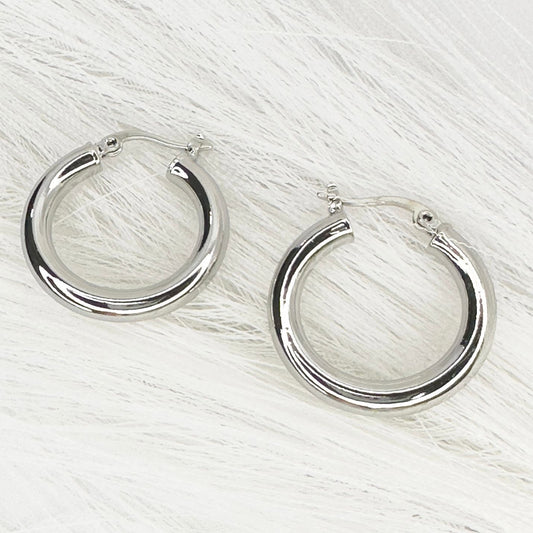 Lara Silver Hoop Earrings