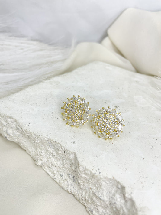 Arty Shiny Gold Stud Earrings