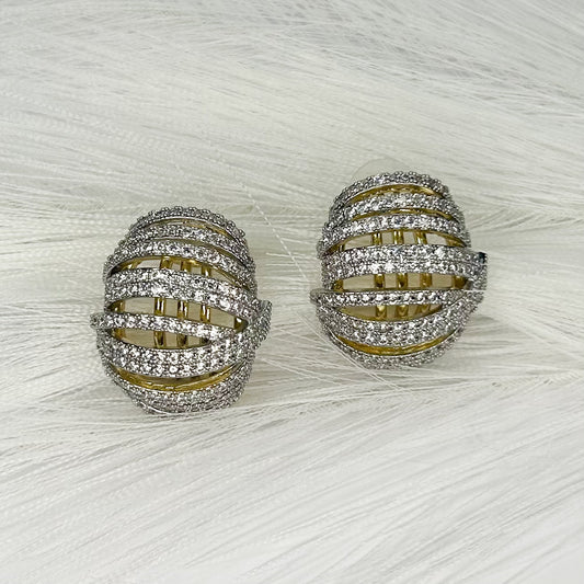 Loraine Silver & Gold Stud Earrings