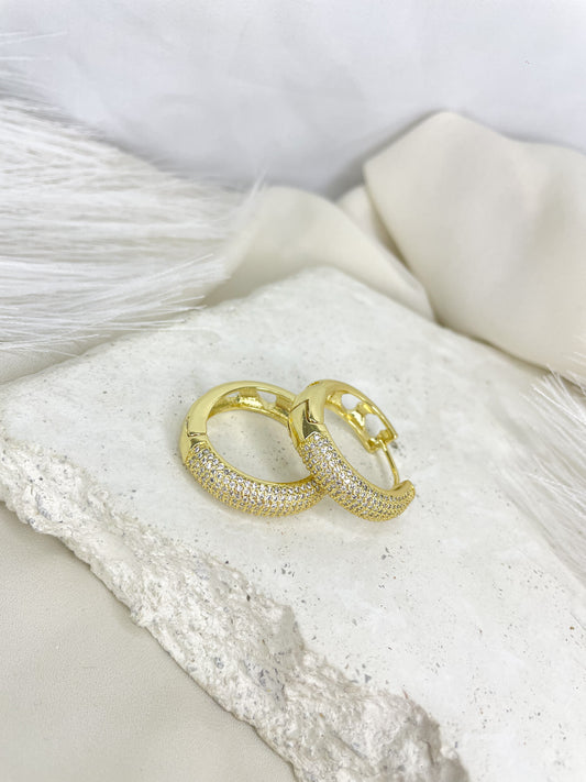 Coral Shiny Gold Hoop Earrings