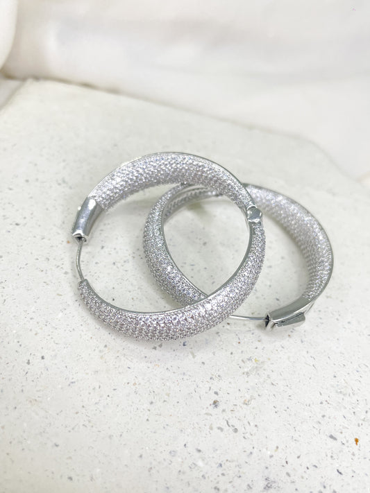 Ruby Silver Hoop Earrings