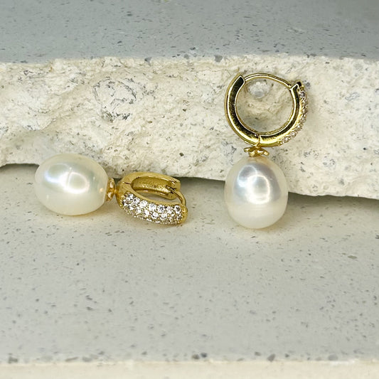 Amber Pearl Stud Earrings