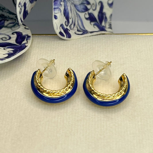 Cami Gold & Blue Stud Earrings