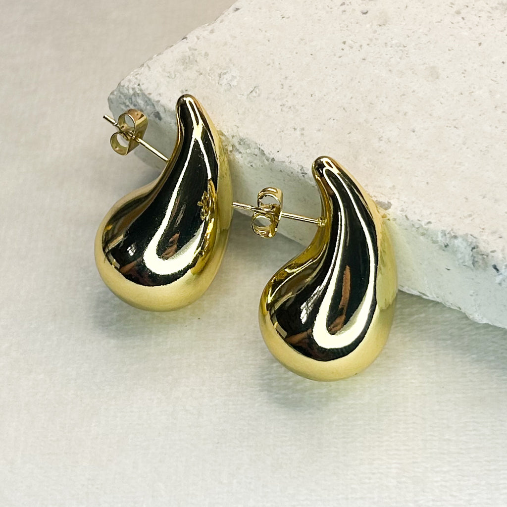 Honey Drop Gold Stud Earrings