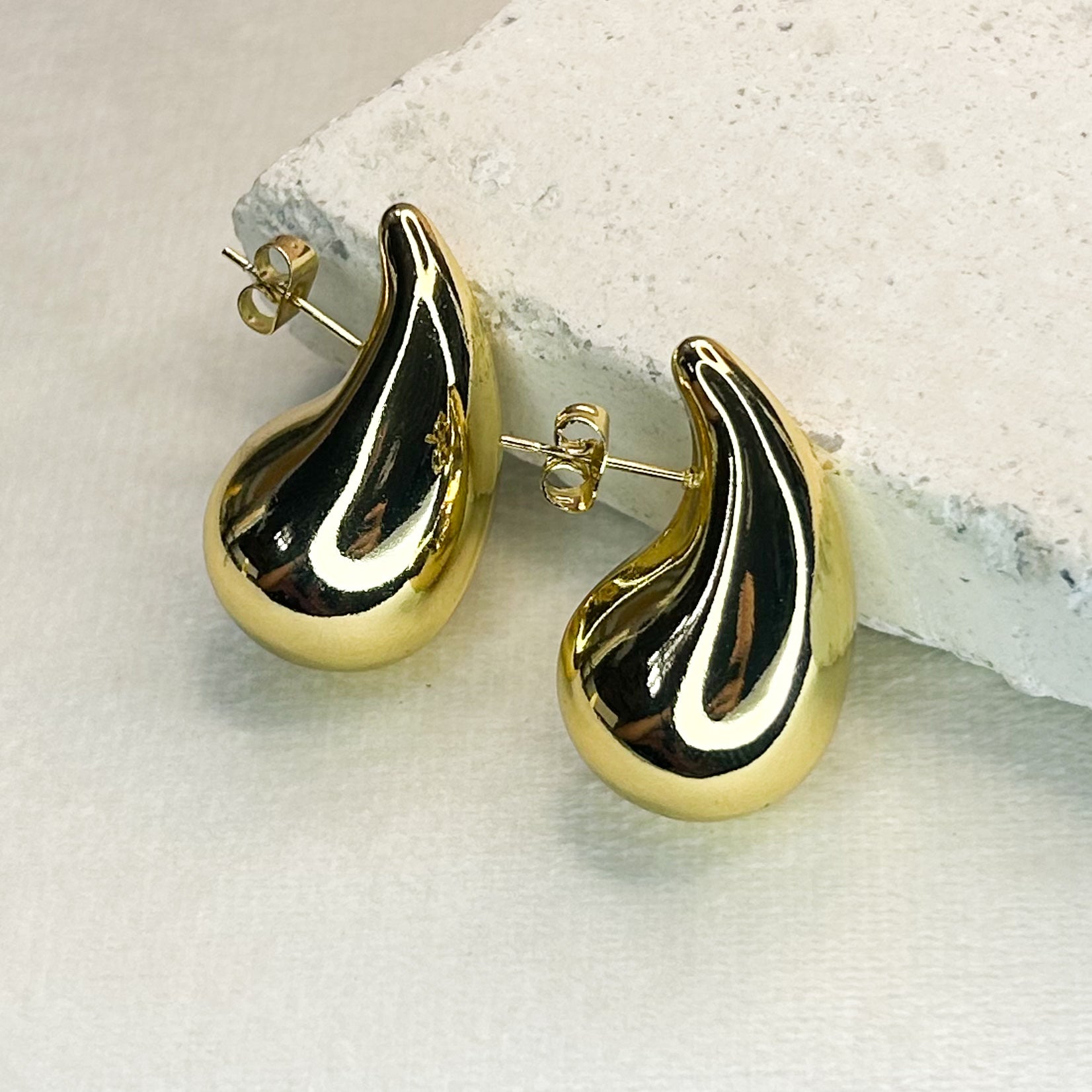 Honey Drop Gold Stud Earrings